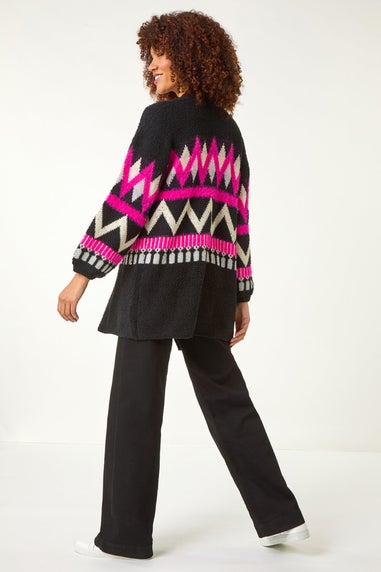 Roman Candy Pink Aztec Jacquard Knit Cardigan