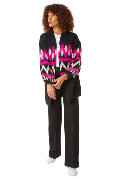 Roman Candy Pink Aztec Jacquard Knit Cardigan