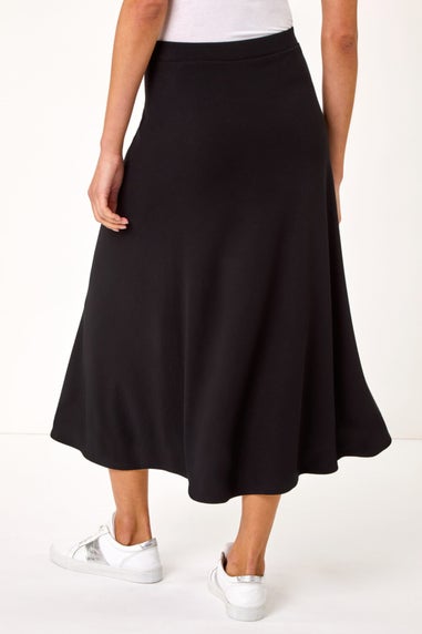 Roman Black A-Line Pull On Stretch Skirt