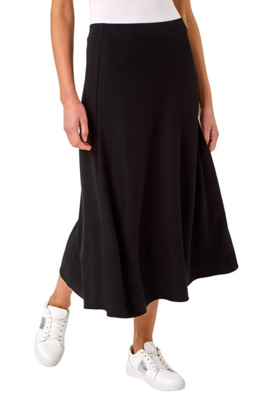 Roman Black A-Line Pull On Stretch Skirt