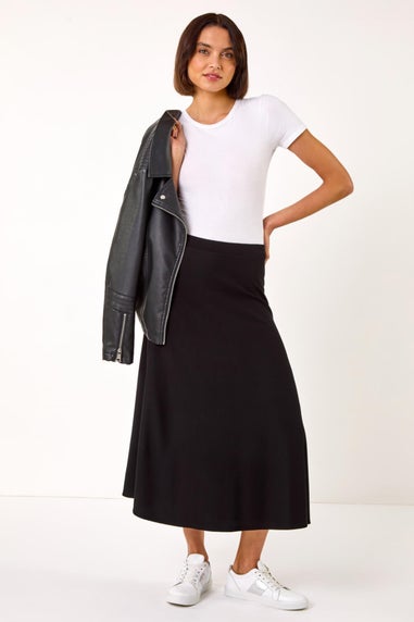 Roman Black A-Line Pull On Stretch Skirt