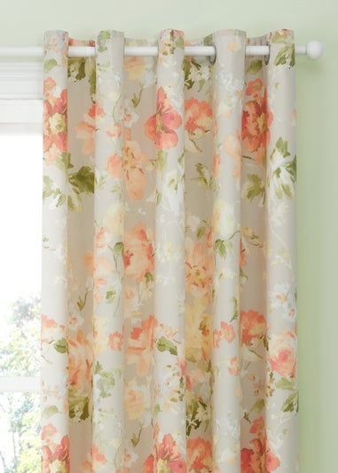 Dreams & Drapes Design Flourette Lined Natural Eyelet Curtains