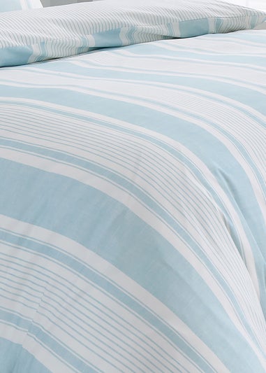 Dreams & Drapes Decorative Finlay Stripe Reversible Blue Duvet Cover Set