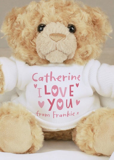 Personalised Memento Company Brown I Love You Teddy Bear