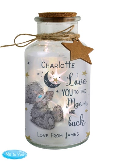 Personalised Memento Company Me To You Moon & Back LED Glass Jar