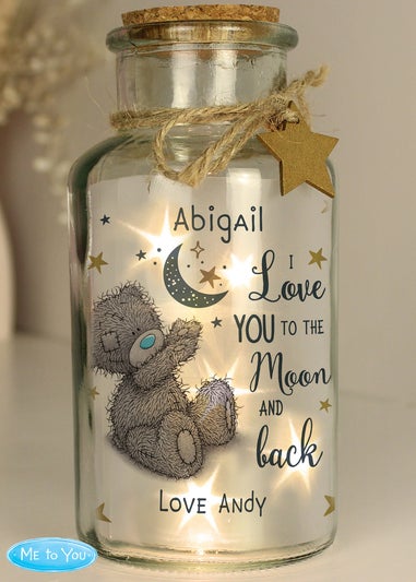 Personalised Memento Company Me To You Moon & Back LED Glass Jar