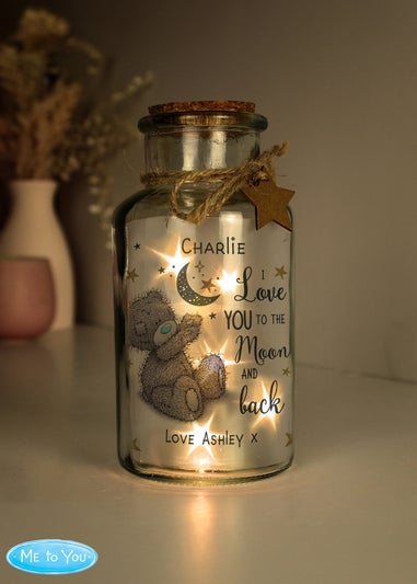 Personalised Memento Company Me To You Moon & Back LED Glass Jar