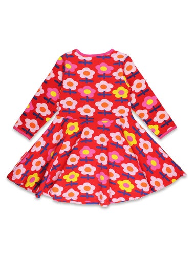 Toby Tiger Organic Pink Flower Print Skater Dress (12  months - 8 years)