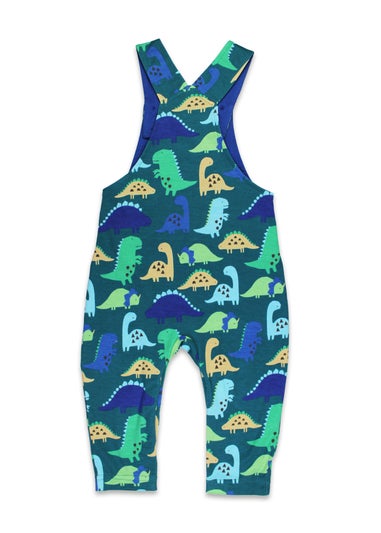 Toby Tiger Organic Green Tonal Dinosaur Print Dungarees (3  months - 4 years)