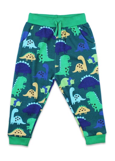 Toby Tiger Organic Green Tonal Dinosaur Print Joggers (6 months - 6 years)