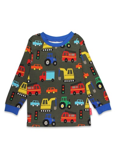 Toby Tiger Organic Multi Colour Transport Print Pyjamas (12  months - 6 years)