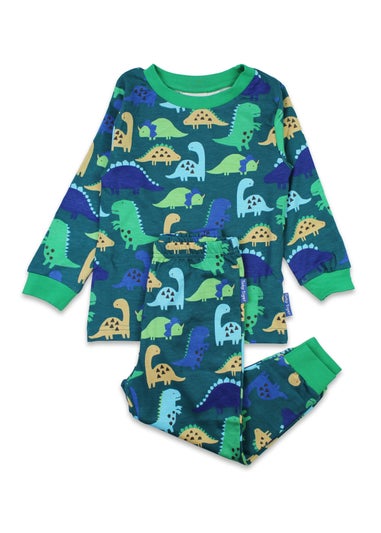 Toby Tiger Organic Green Tonal Dinosaur Print Pyjamas (12  months - 6 years)