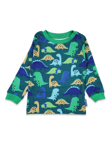 Toby Tiger Organic Green Tonal Dinosaur Print Pyjamas (12  months - 6 years)