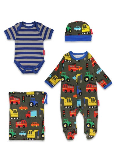 Toby Tiger Organic Multi Colour Transport Print Baby Gift Set (Newborn - 12 months)