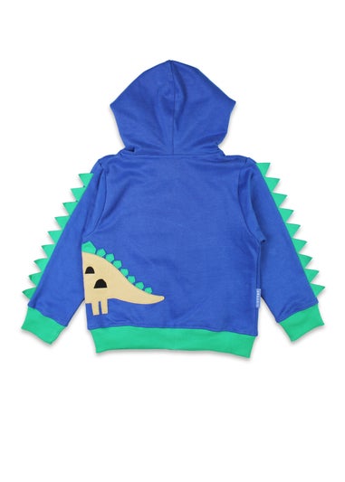 Toby Tiger Organic Blue Tonal Dinosaur Applique Hoodie (6 months - 6 years)