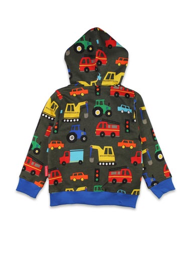 Toby Tiger Organic Multi Colour Transport Print Hoodie (6 months - 6 years)