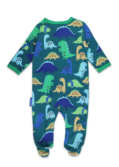 Toby Tiger Organic Green Tonal Dinosaur Print Sleepsuit (Newborn - 12 months)