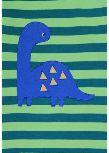 Toby Tiger Organic Green Tonal Dinosaur Applique Long-Sleeved T-Shirt (6 months - 8 years)