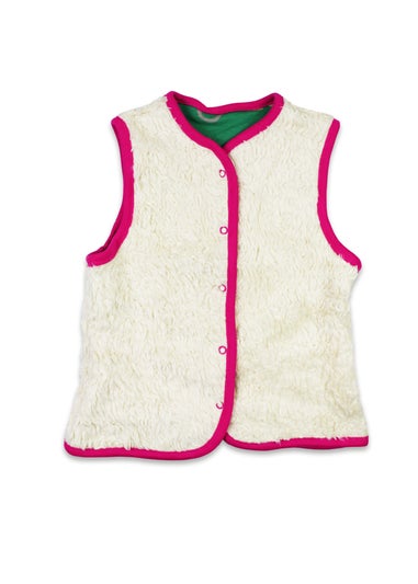 Toby Tiger Organic Green Kitten Print Reversible Gilet (12  months - 8 years)