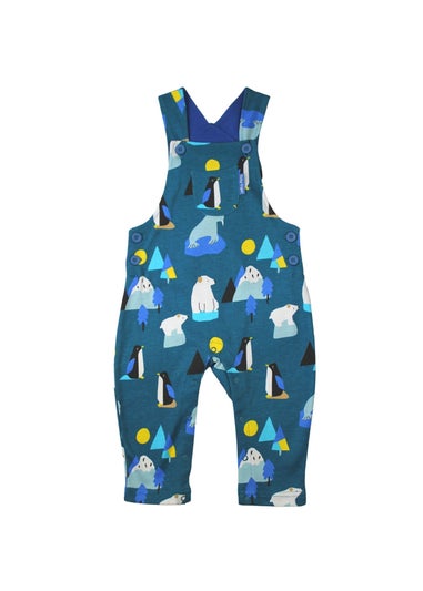 Toby Tiger Organic Blue Arctic Print Dungarees (3  months - 4 years)