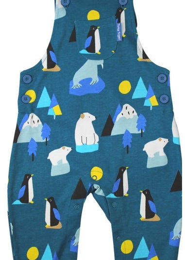 Toby Tiger Organic Blue Arctic Print Dungarees (3  months - 4 years)