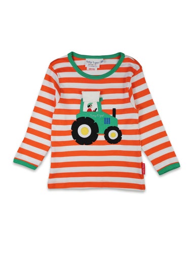 Toby Tiger Organic Orange Tractor Applique Long-Sleeved T-Shirt (6 months - 8 years)