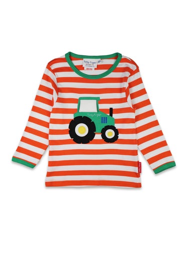 Toby Tiger Organic Orange Tractor Applique Long-Sleeved T-Shirt (6 months - 8 years)