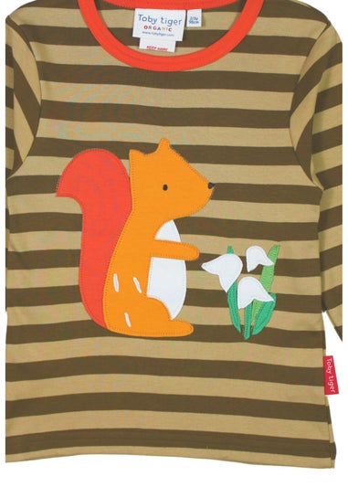 Toby Tiger Organic Orange Squirrel Applique Long-Sleeved T-Shirt (3 months - 8 years)