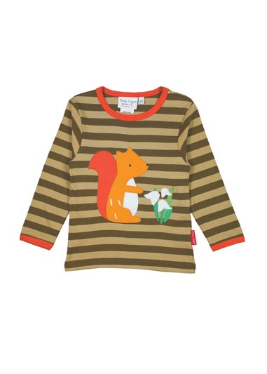 Toby Tiger Organic Orange Squirrel Applique Long-Sleeved T-Shirt (3 months - 8 years)