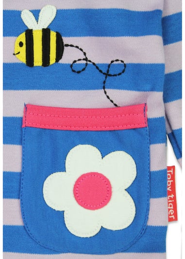 Toby Tiger Organic Purple Striped Daisy Applique Long-Sleeved T-Shirt (6 months - 8 years)