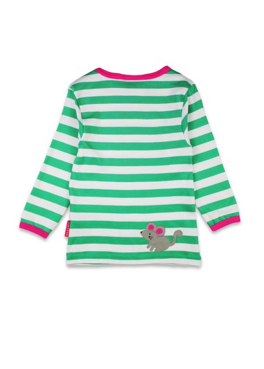 Toby Tiger Organic Green Kitten Applique Long-Sleeved T-Shirt (6 months - 8 years)