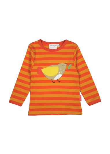 Toby Tiger Organic Orange Sparrow Applique Long-Sleeved T-Shirt (3 months - 8 years)