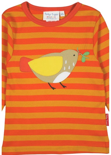 Toby Tiger Organic Orange Sparrow Applique Long-Sleeved T-Shirt (3 months - 8 years)