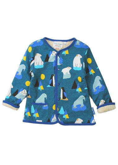 Toby Tiger Organic Blue Arctic Print Reversible Jacket (12  months - 8 years)