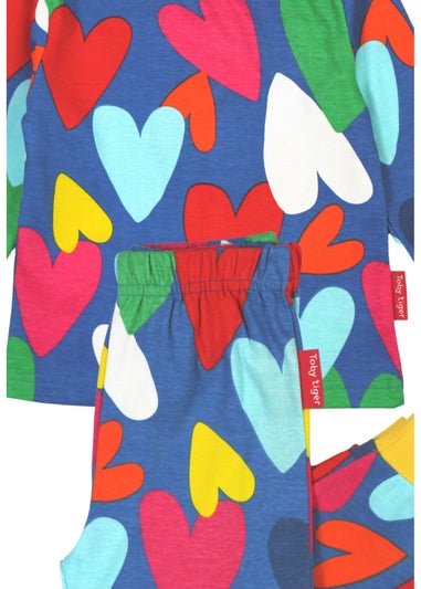 Toby Tiger Organic Multi Colour Heart Print Pyjamas (12  months - 6 years)