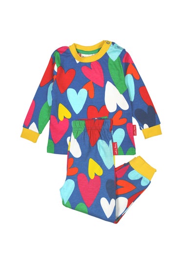 Toby Tiger Organic Multi Colour Heart Print Pyjamas (12  months - 6 years)