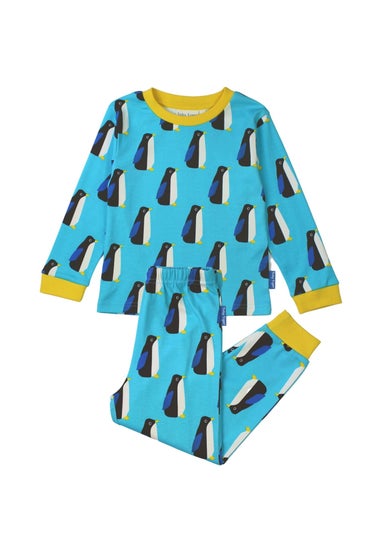 Toby Tiger Organic Blue Penguin Print Pyjamas (12  months - 6 years)