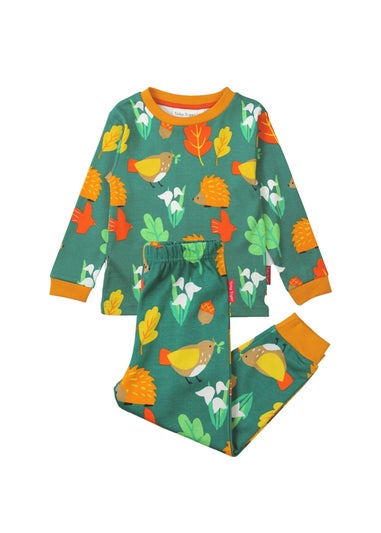 Toby Tiger Organic Green Autumn Print Pyjamas (12  months - 6 years)