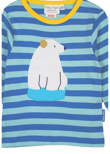 Toby Tiger Organic Blue Polar Bear Applique Long-Sleeve T-Shirt (3 months - 8 years)