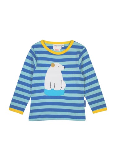 Toby Tiger Organic Blue Polar Bear Applique Long-Sleeve T-Shirt (3 months - 8 years)