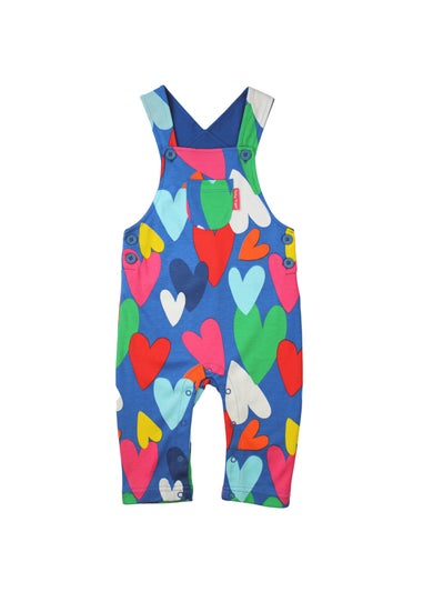 Toby Tiger Organic Multi Colour Heart Print Dungarees (3  months - 4 years)