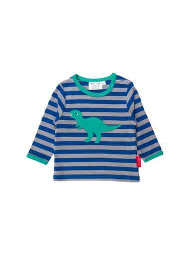 Toby Tiger Organic Blue T-Rex Applique Long-Sleeved T-shirt (3 months - 8 years)