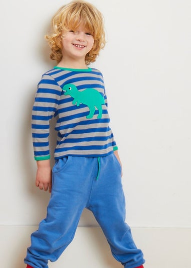 Toby Tiger Organic Blue T-Rex Applique Long-Sleeved T-shirt (3 months - 8 years)