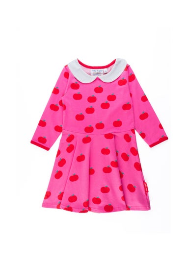 Toby Tiger Organic Pink Apple Print Long-Sleeved Skater Dress (12  months - 8 years)