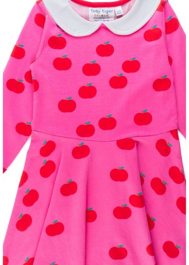 Toby Tiger Organic Pink Apple Print Long-Sleeved Skater Dress (12  months - 8 years)