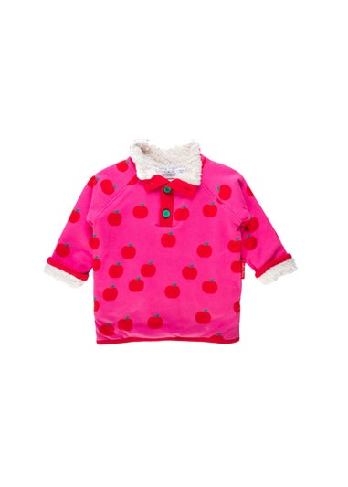 Toby Tiger Organic Pink Apple Print Fleece Sweatshirt (6 months - 6 years)