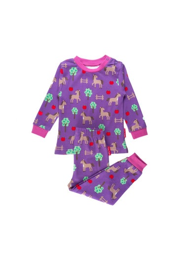 Toby Tiger Organic Purple Horse Print Pyjamas (12  months - 6 years)