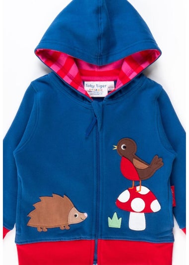 Toby Tiger Organic Multi Colour Floral Mushroom Applique Hoodie (6 months - 6 years)