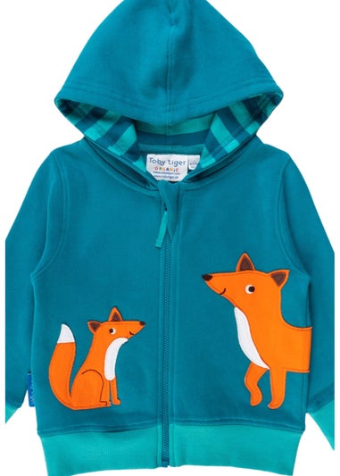 Toby Tiger Organic Green Fox Applique Hoodie (6 months - 6 years)