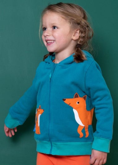 Toby Tiger Organic Green Fox Applique Hoodie (6 months - 6 years)